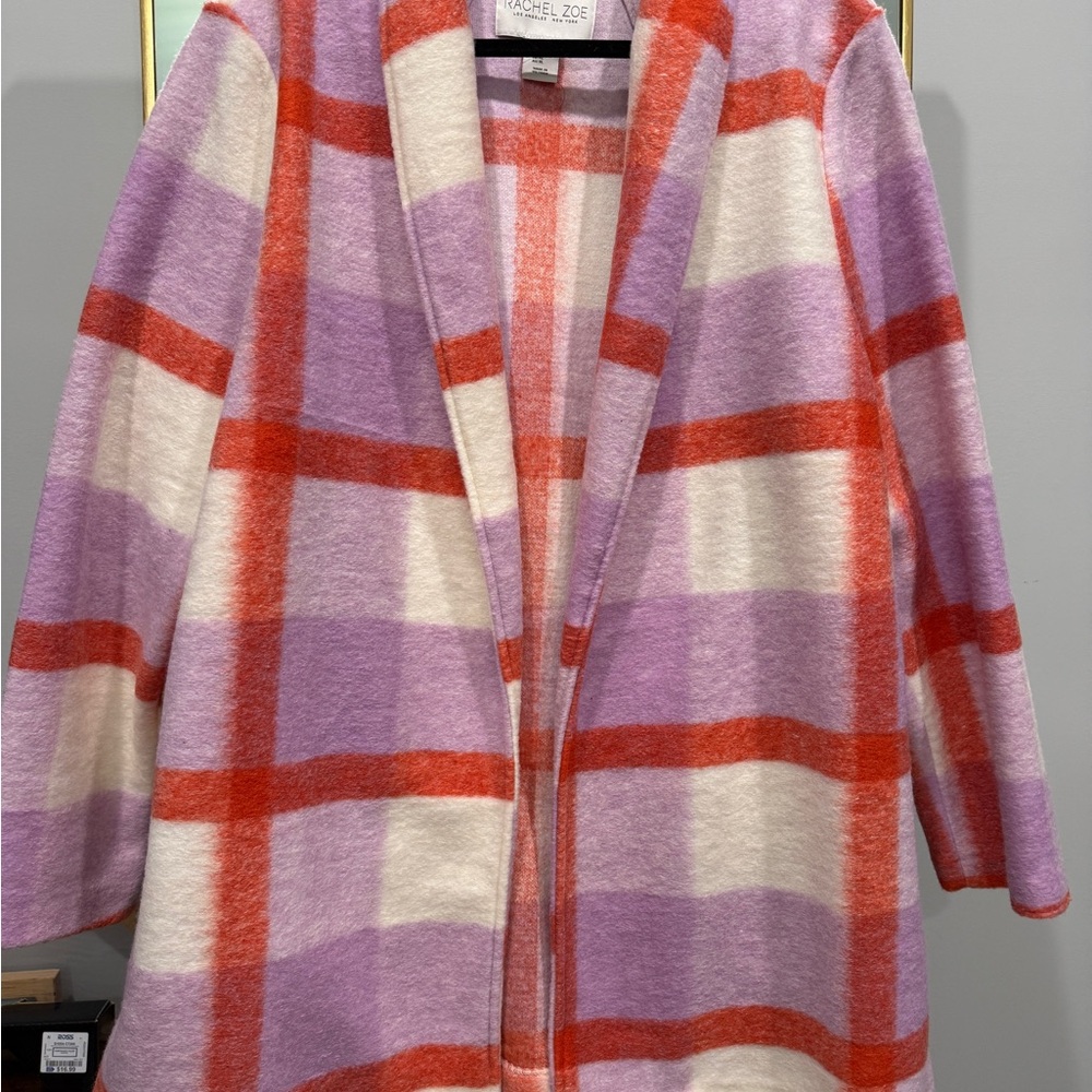 Rachel Zoe Purple and Red Plaid Cardigan